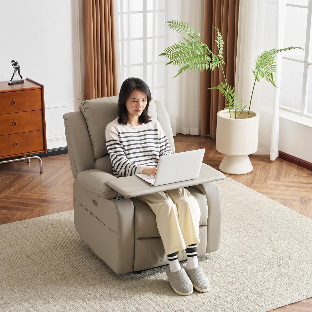 リクライニングチェア テーブル付き リクライニングソファ【アッシュグレー】