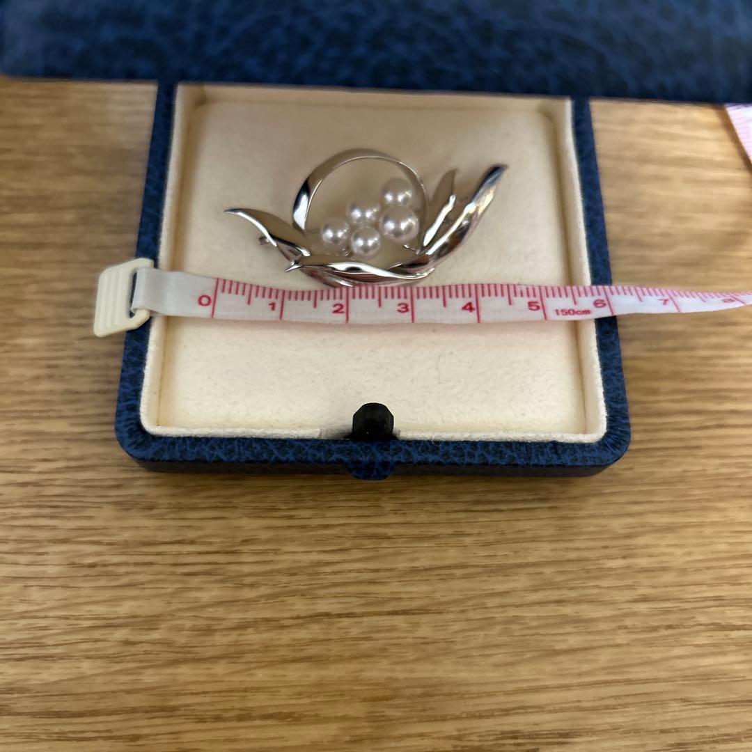 MIKIMOTO ミキモト　真珠　パール　ブローチ　5珠　シルバー