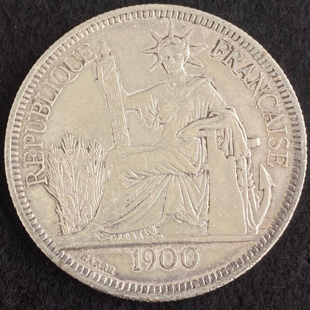 古銭  フランス 銀貨 1900A 仏領インドシナ ビアストル銀貨