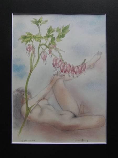 古沢　岩美、けまん草、希少な大判額装用画集より、新品高級額装付