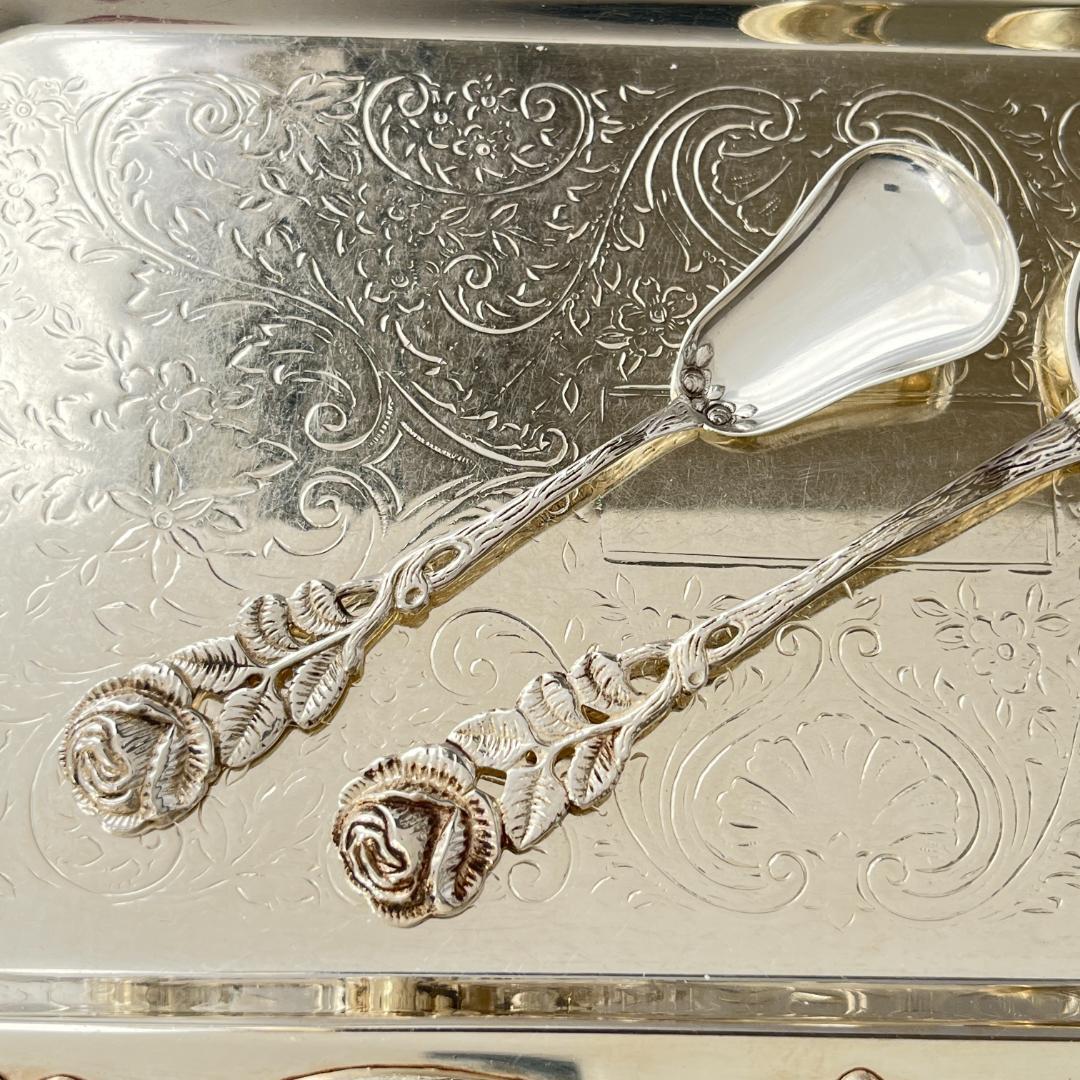 【ANTIKO】 薔薇のクリームスプーン / シュガースプーン【純銀】