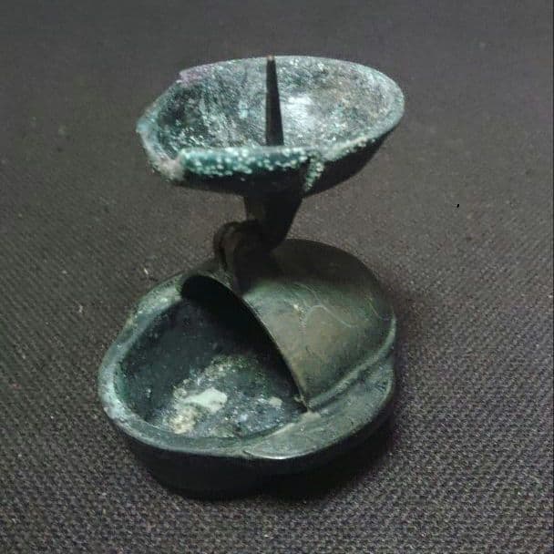 燭台　珍品　折り畳み燭台　古銅製　金工　携帯燭台　蝋燭立て　ロウソク立て　ア12