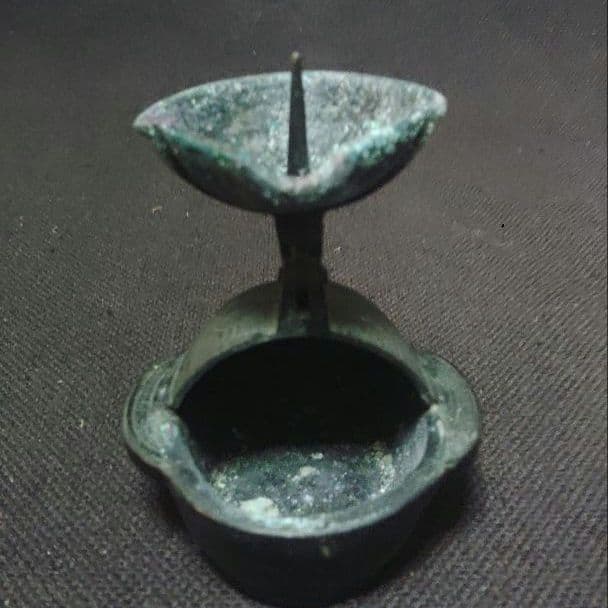 燭台　珍品　折り畳み燭台　古銅製　金工　携帯燭台　蝋燭立て　ロウソク立て　ア12