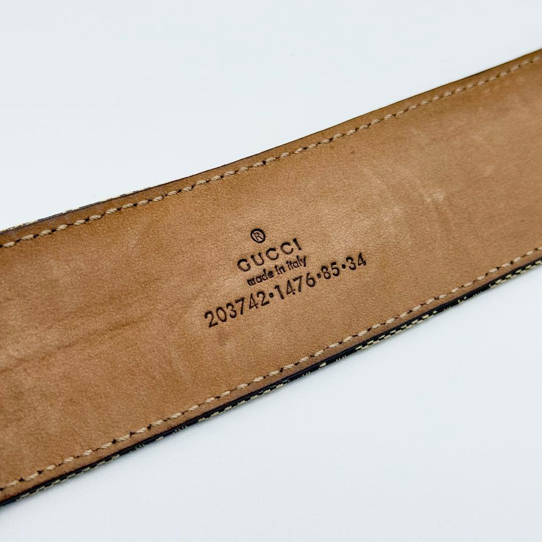 ✨良品✨グッチ GG柄 ベルト キャンバス レザー ゴールド金具 ユニセックス