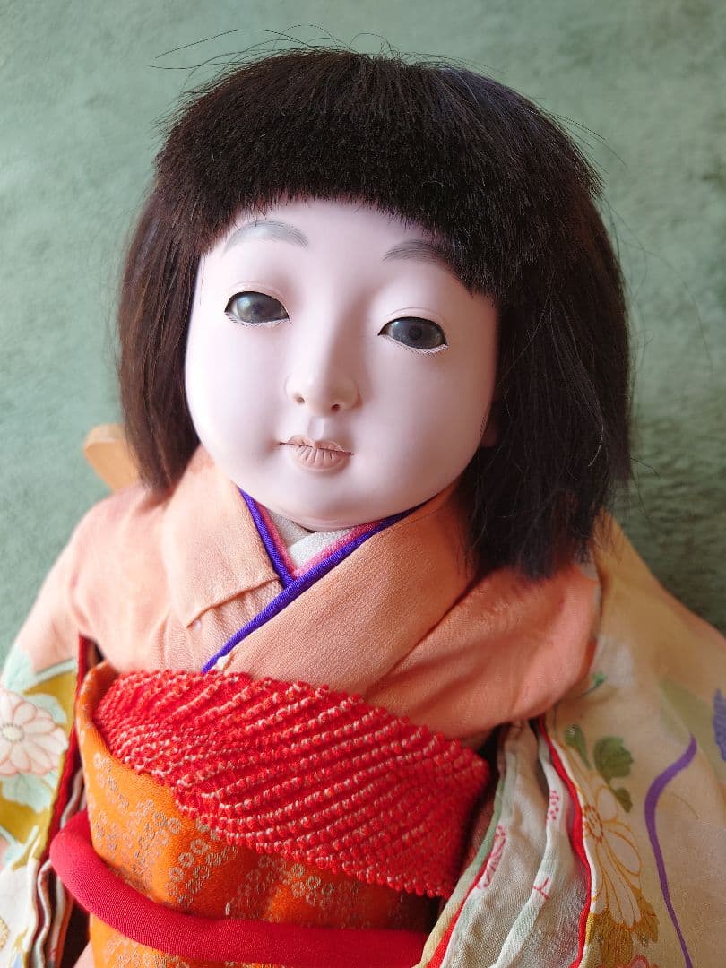 極上　市松人形 大正から昭和初期　爪切りつき　白木屋特製　羽衣　人毛　約42cm