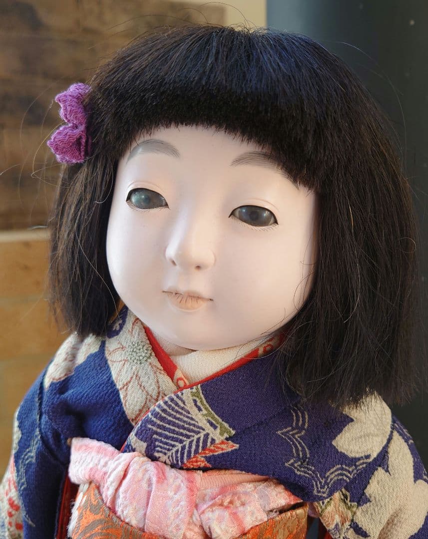 極上　市松人形 大正から昭和初期　爪切りつき　白木屋特製　羽衣　人毛　約42cm