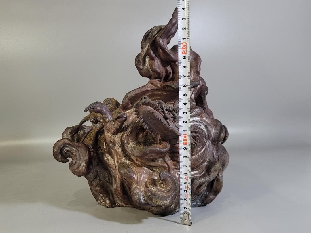 古い備前 雲龍 置物 時代箱 DT405