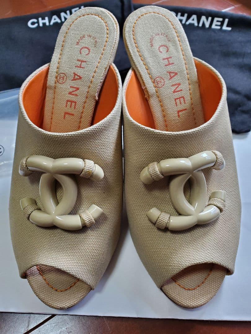 シャネル　CHANEL　ココマーク　キャンバスミュール　サイズ34