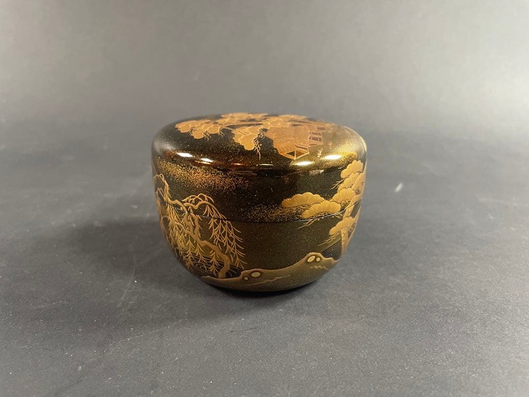 2 最終値下げ　拓也 山水 蒔絵 平棗 漆器 重合 茶道具