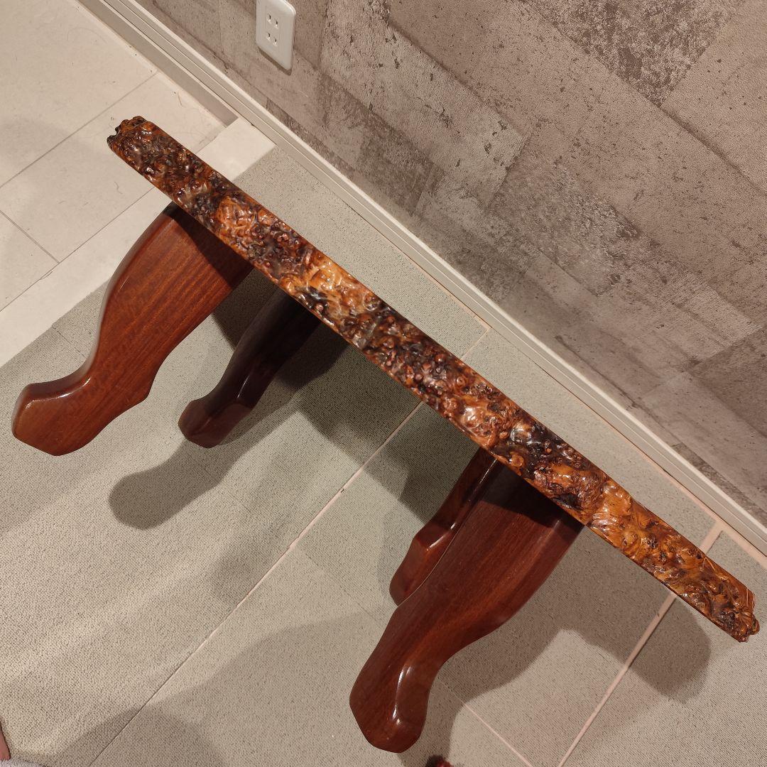 希少 花梨 唐木 テーブル 一点物 銘木 一枚板 瘤杢 花台 ローテーブル