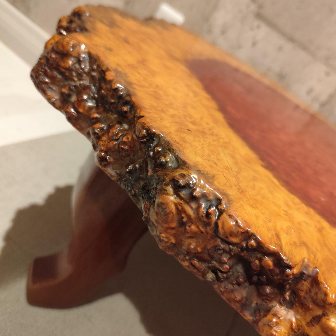 希少 花梨 唐木 テーブル 一点物 銘木 一枚板 瘤杢 花台 ローテーブル