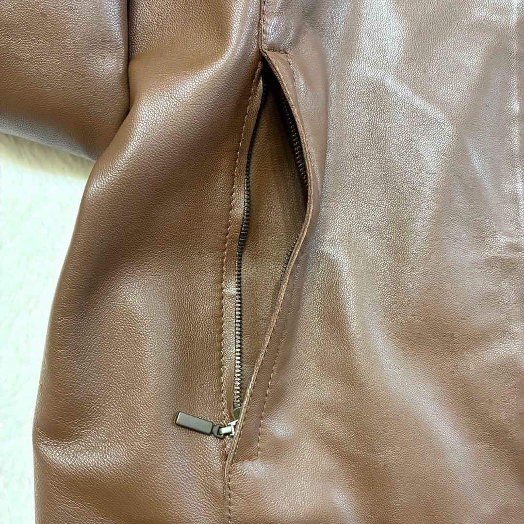 美品　23区 山羊レザージャケット ノーカラー ブラウン 3XL（4L)サイズ