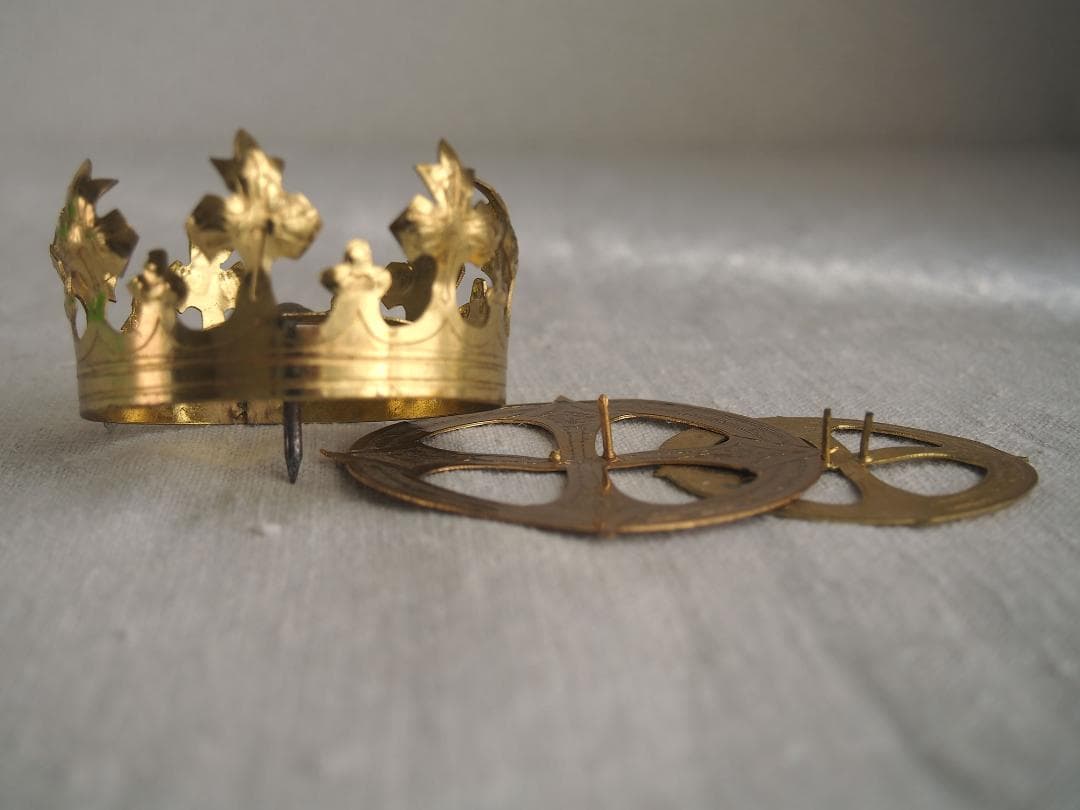 聖人像の王冠 光輪 3点 聖母マリア像 クラウン カトリック彫像用/K378