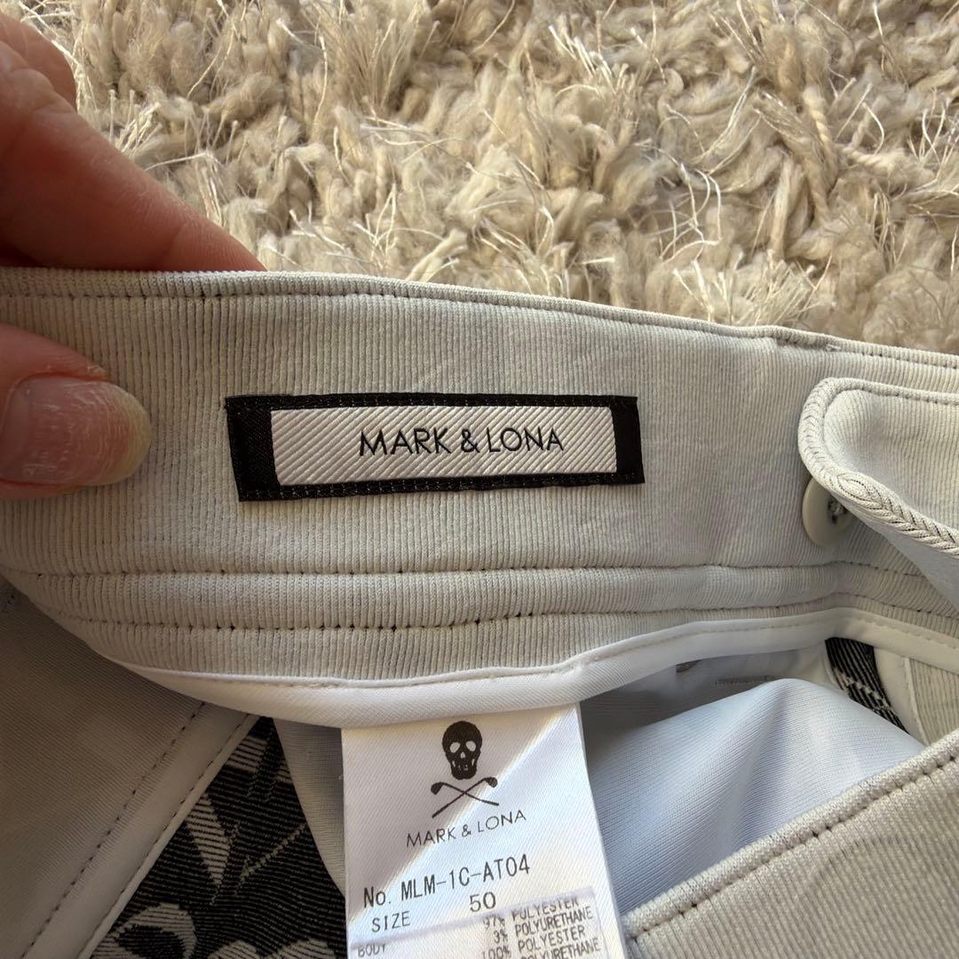 MARK&LONA マークアンドロナ ストレッチ パンツ ロゴ総柄グレー50