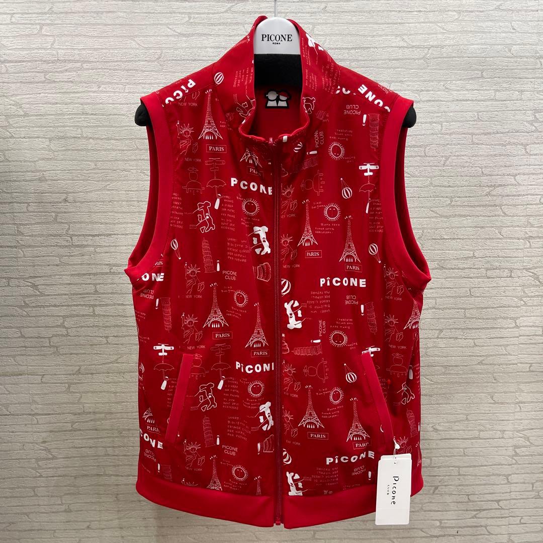 PiCONE 赤 プリント柄 ベスト