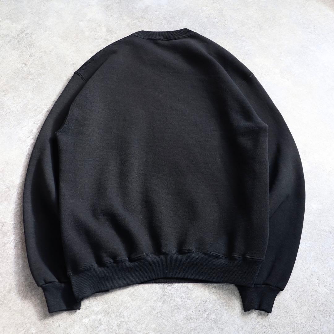 80s USA製 ブラック Russell ラッセル スウェット 前V 無地 L