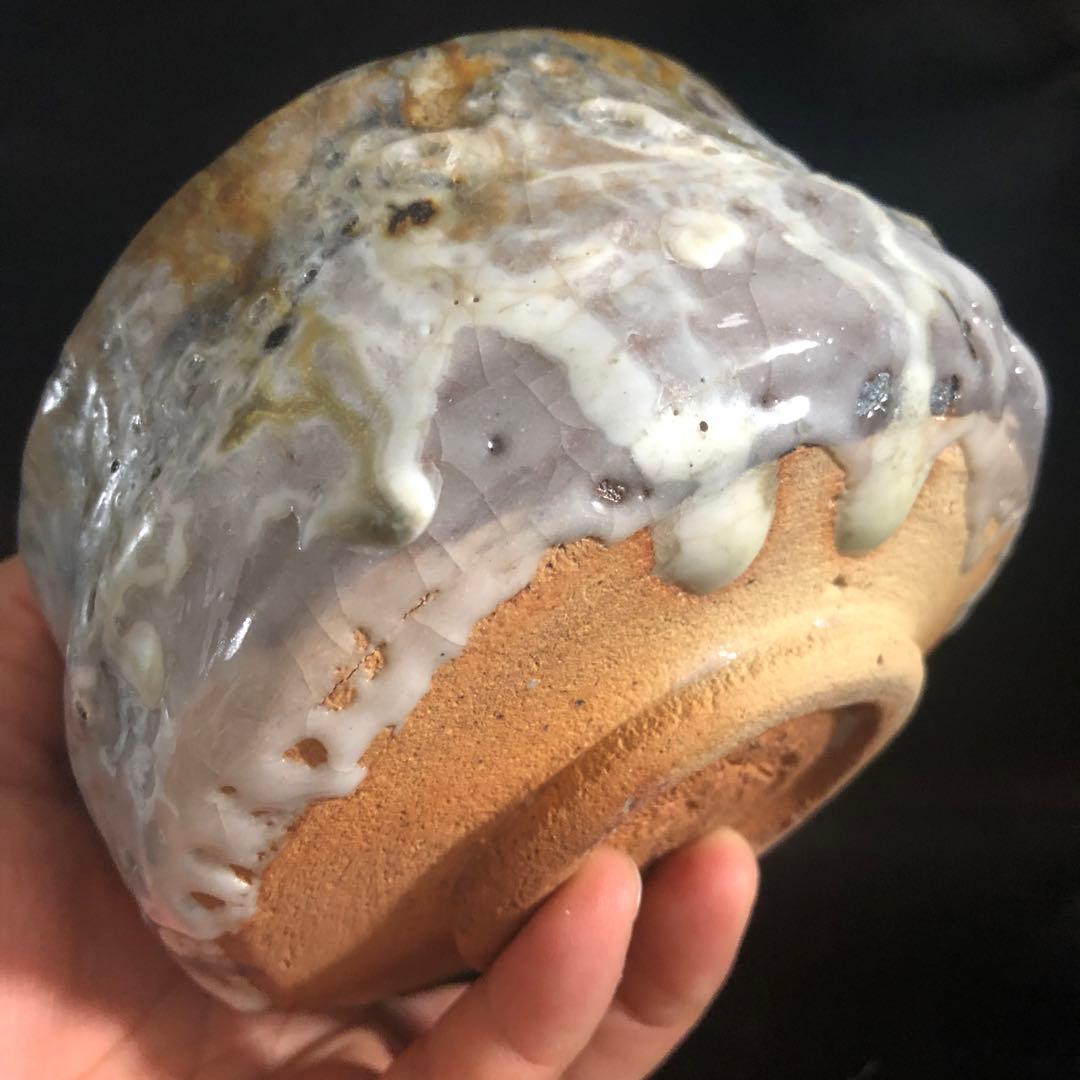 究極の美◾️蔵から凄い釉薬の大きな抹茶茶碗が出て来ました。茶道具、花道具