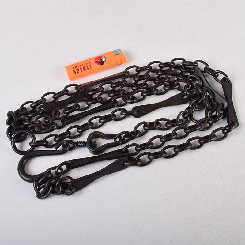 金工師　木村清五郎造　鉄製　さび色　板鎖　共箱　V　R9288