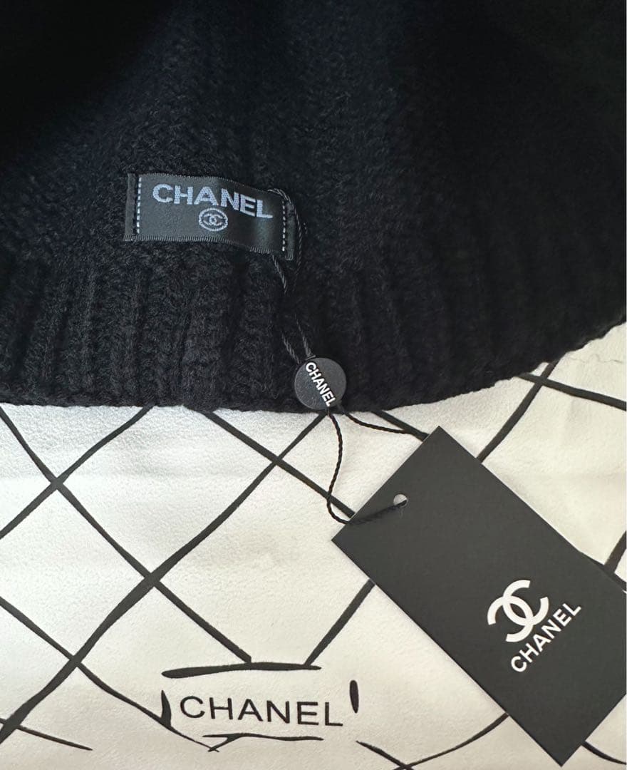 CHANEL ニット帽 ブラック