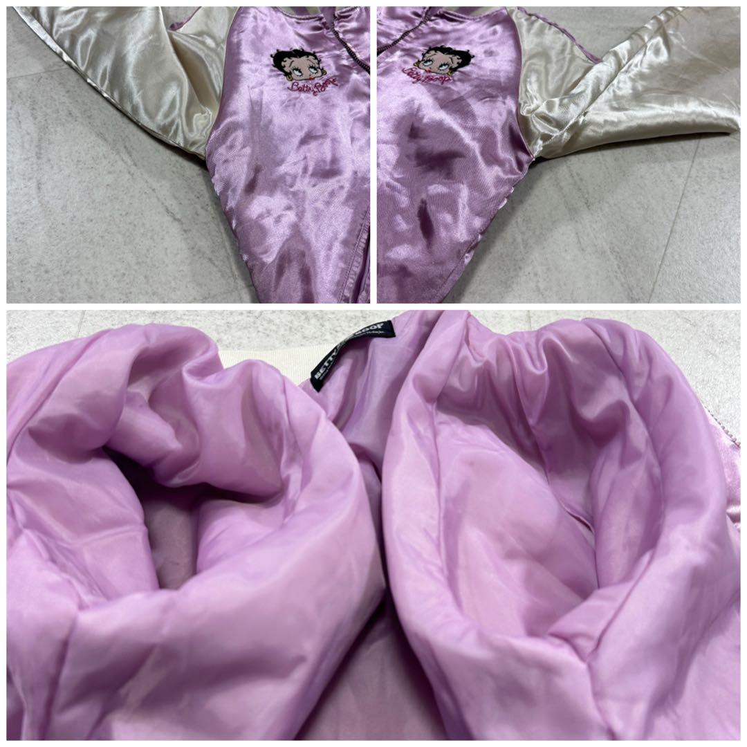 美品 希少【ベティーブープ】ベティちゃん 刺繍 スカジャン バイク ピンク M