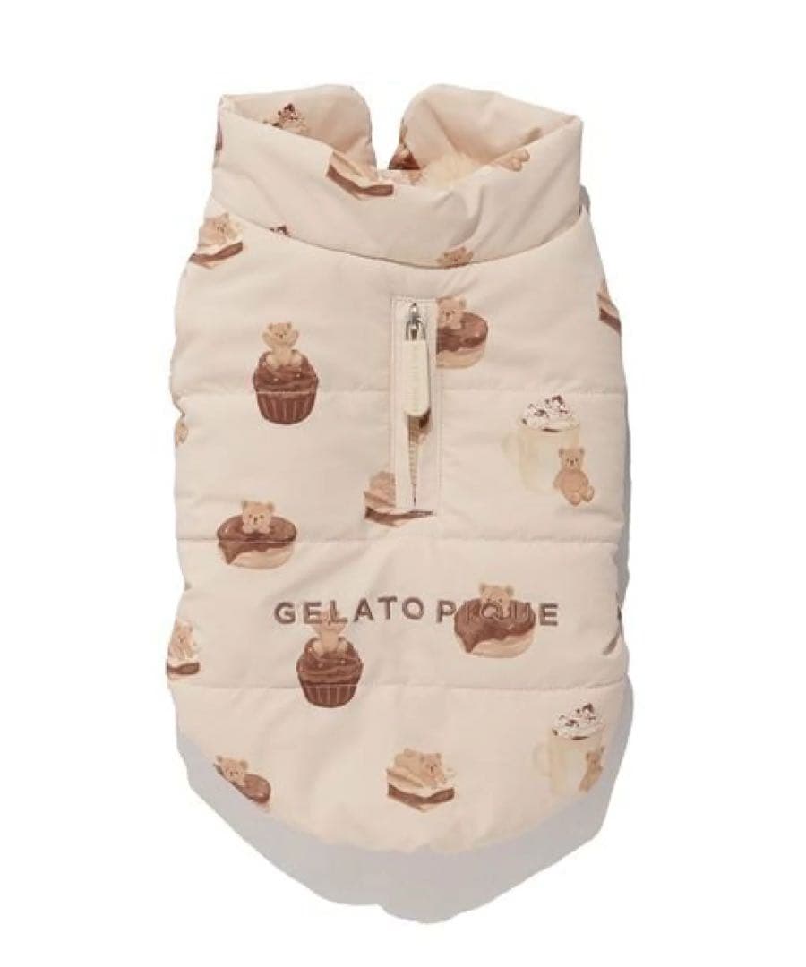 GELATOPIQUE ジェラートピケ【CAT&DOG】中綿ベスト　BEG くま
