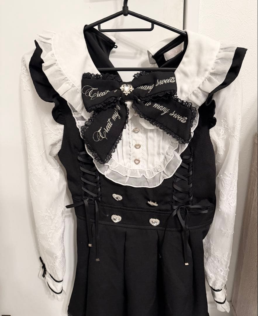 LIZLISA フリルヨークリボンセットアップ ブラック【定価15180円】