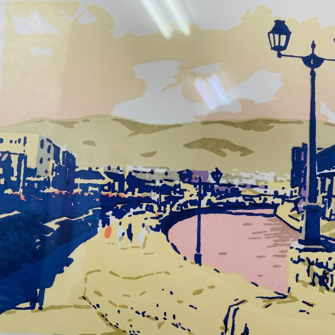 真作保証 本間武男『運河の街』シルクスクリーン 版画 A.P.作家保存版