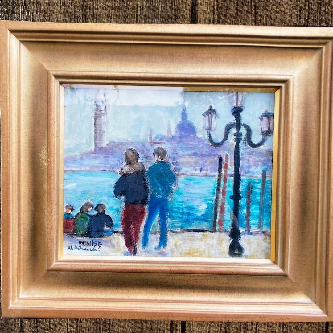 絵画　油彩画　油絵　「サンマルコ広場」3F 菊地正則　パリ　美品　額付き送料無料