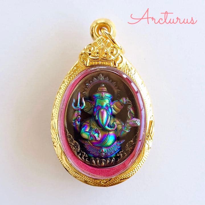 プラクルアン　神聖ガネーシャ様　虹バージョン　微小金枠　限定ボックス付　幸運金運