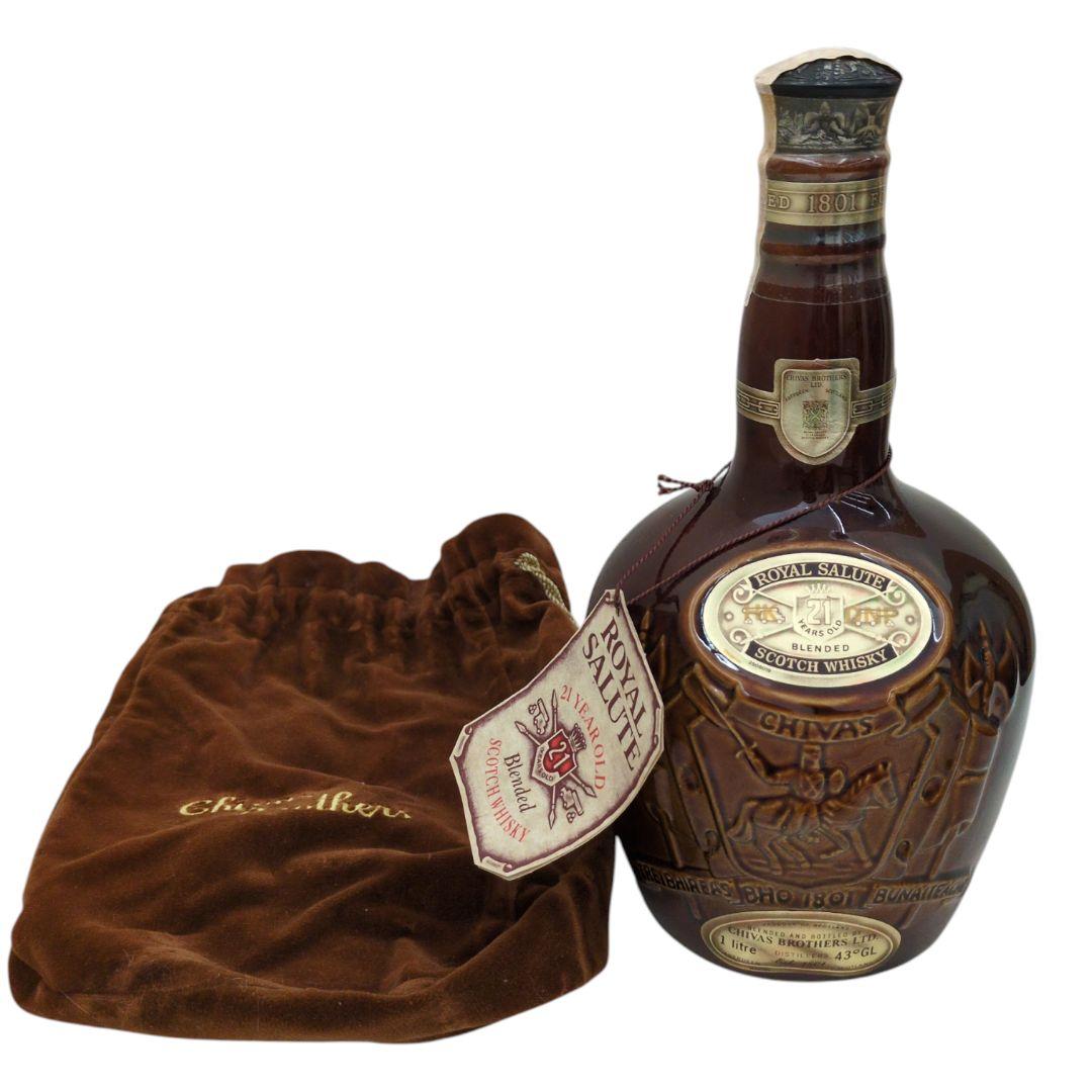 [未開栓] ウイスキー ロイヤルサルート 21年 茶 陶器ボトル 1000ml
