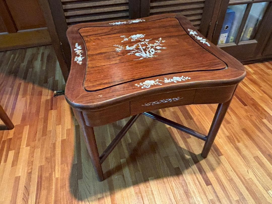 高級家具　螺細細工　花梨　中国美術　サイドテーブル　椅子　唐木　家具　木製