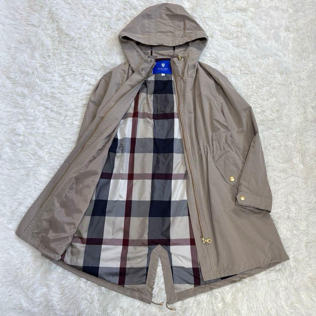 ブルーレーベルクレストブリッジ モッズコート ノバチェック ライトベージュ M