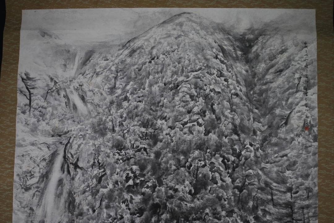 【真作】奥本高于/滝山水図/大幅/掛軸☆宝船☆V-967　JM