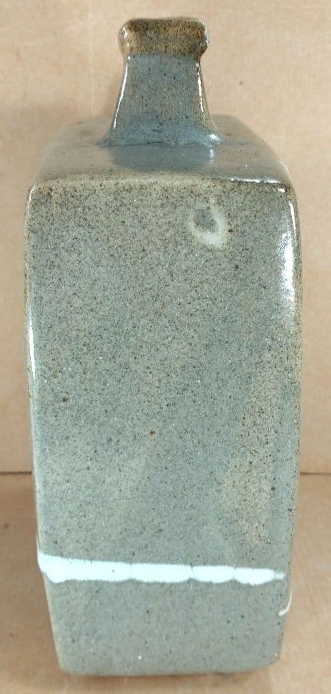 【本物保証】濱田庄司 鉄絵白十字掛扁壷 共箱 毎日オークション出品物 人間国宝