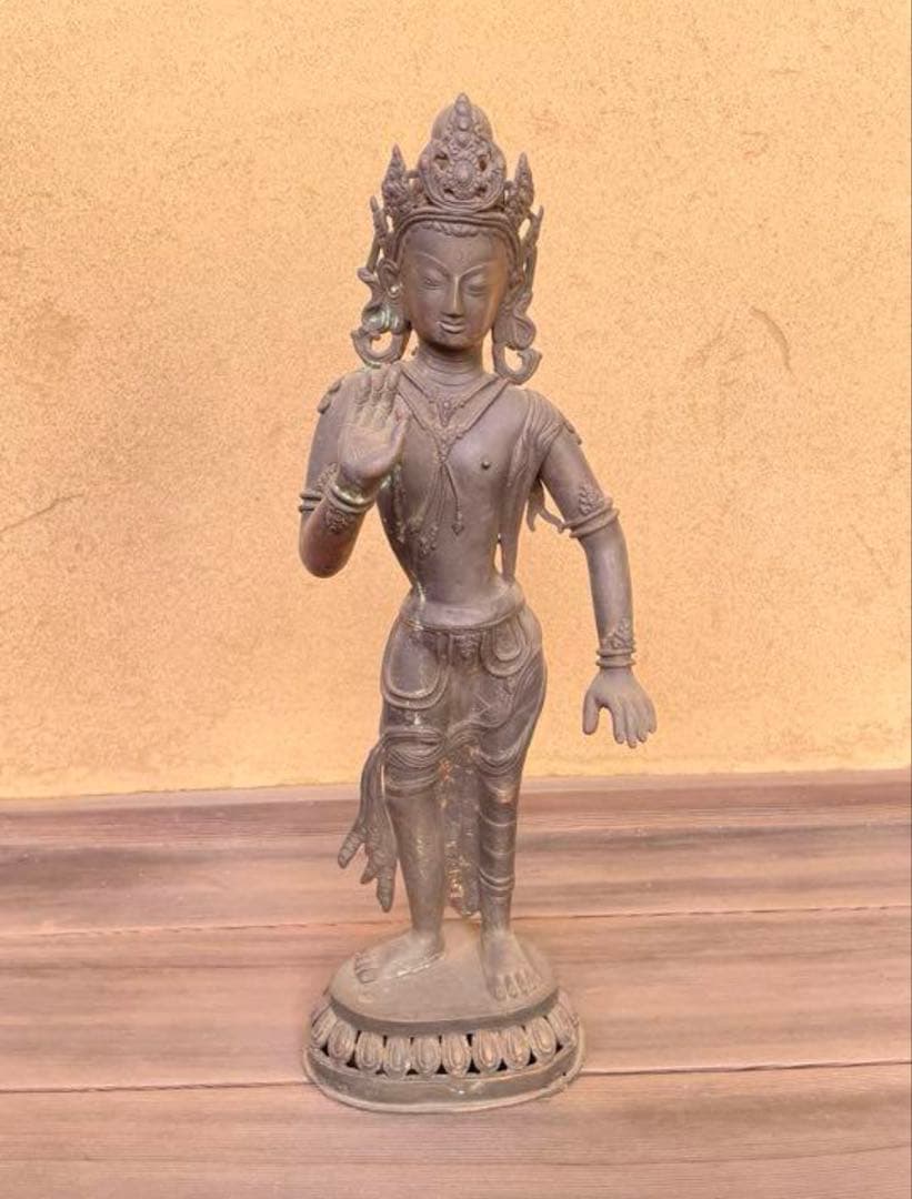 チベット男神像　銅製の仏像　46cm アンティーク　骨董