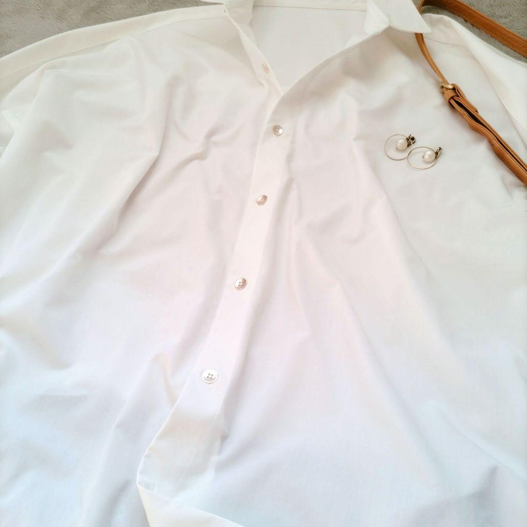 LOUNGEDRESS サテンBIGシャツ 長袖 ホワイト サイズフリー