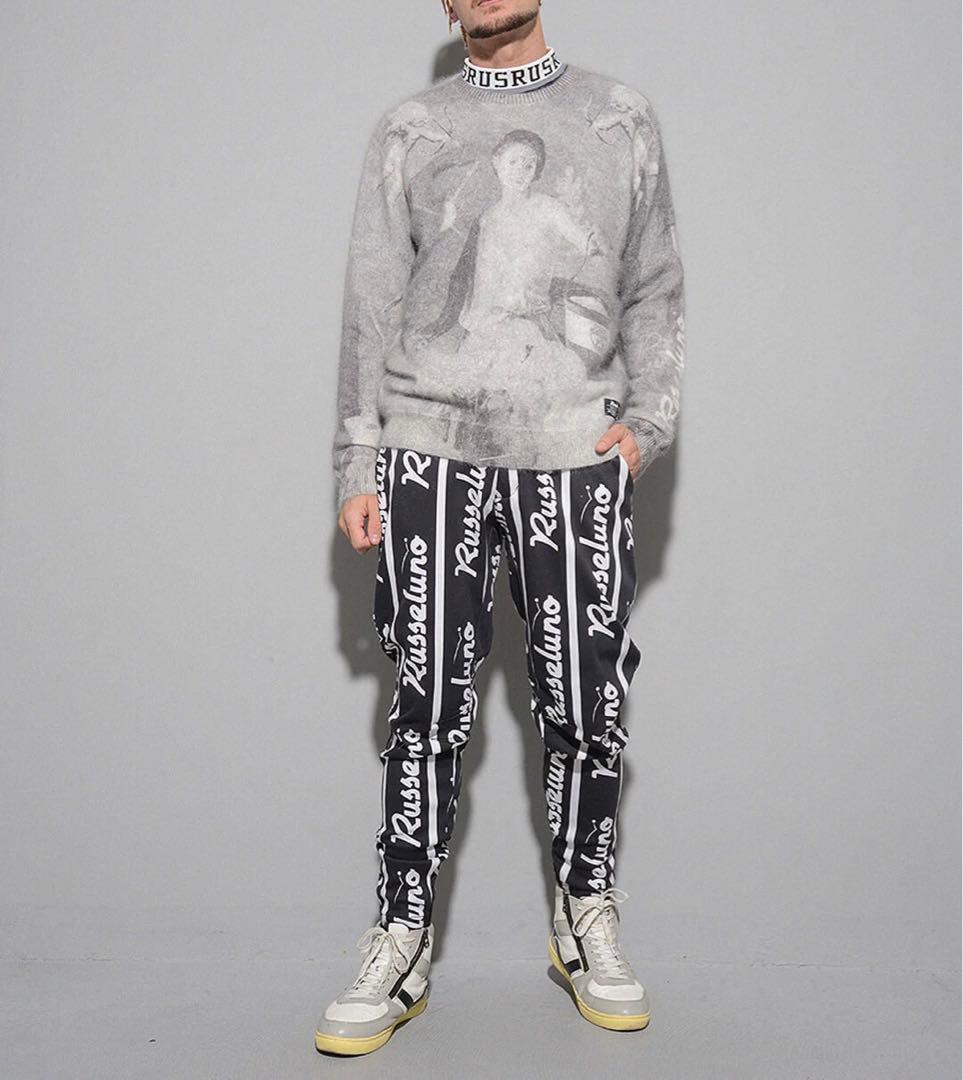 新品 ラッセルノ ゴルフ グラフィック ニット セーター ブラック L 5