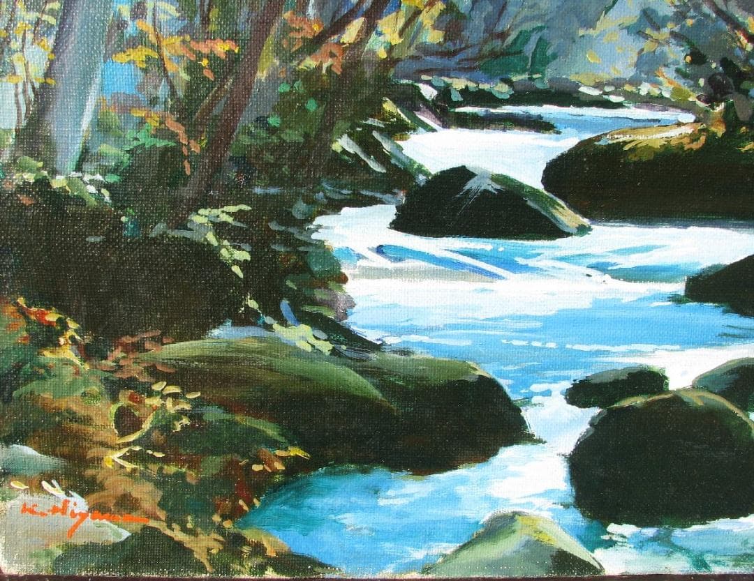 ☆処分☆檜山健三「奥入瀬」6号油彩,東京芸大小磯教室,茨城県石岡出身