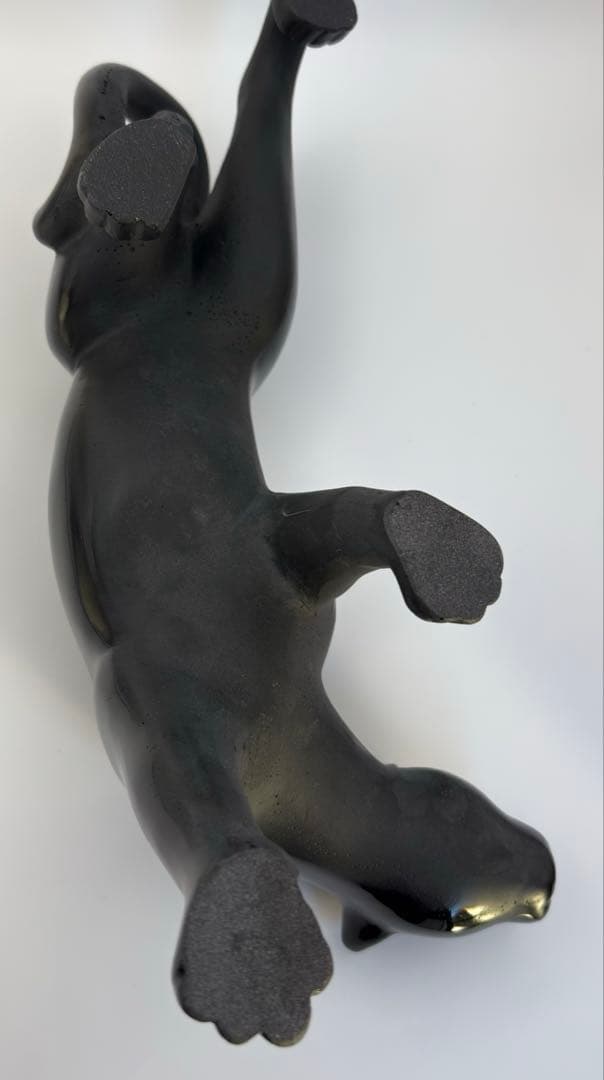 ドームフランス ブラックパンサー 黒ヒョウ クリスタル ガラス 置物 オブジェ