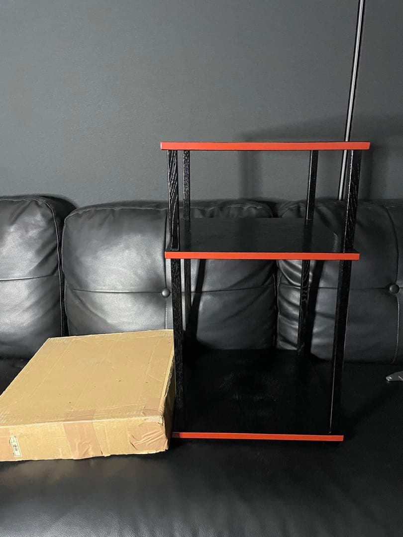 良品　玄々斎好　更好棚　組み立て式二重棚　黒漆爪紅　茶道具　裏千家　風炉　桐材