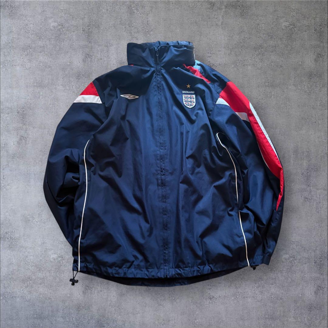 【O22】UMBRO×イングランド代表刺繍ナイロンジャケットLネイビー×赤×白