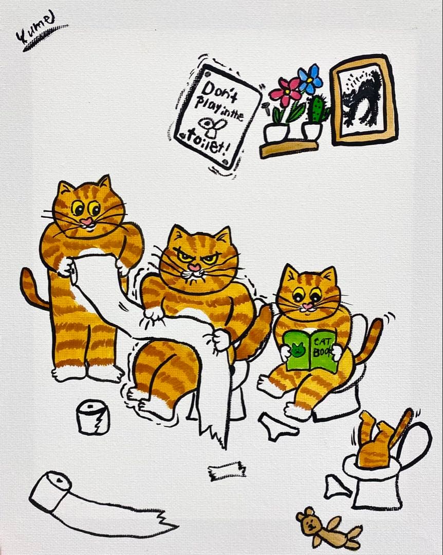 ふんばり親子猫 茶トラ