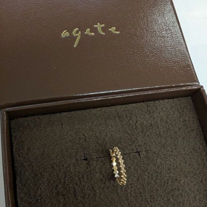 廃盤デザイン　agete バブル　フープピアス　K10 K18　片方
