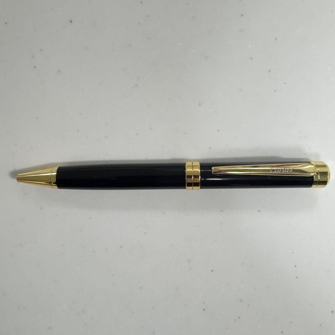 カルティエ Cartier ボールペン 黒 金 ブラック ゴールド