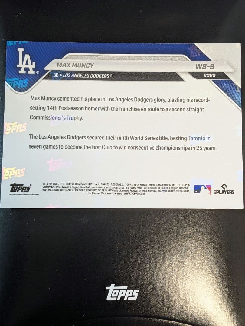 マンシー　 ワールドシリーズ　優勝　チャンピオン　ドジャース　topps50シリ