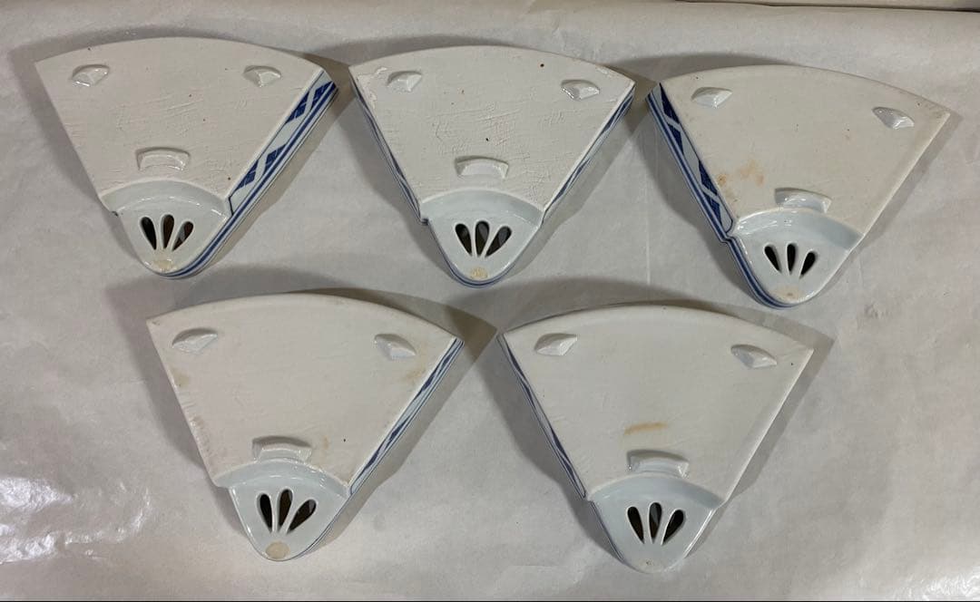 古染付扇面向付　伊万里　有田　5枚