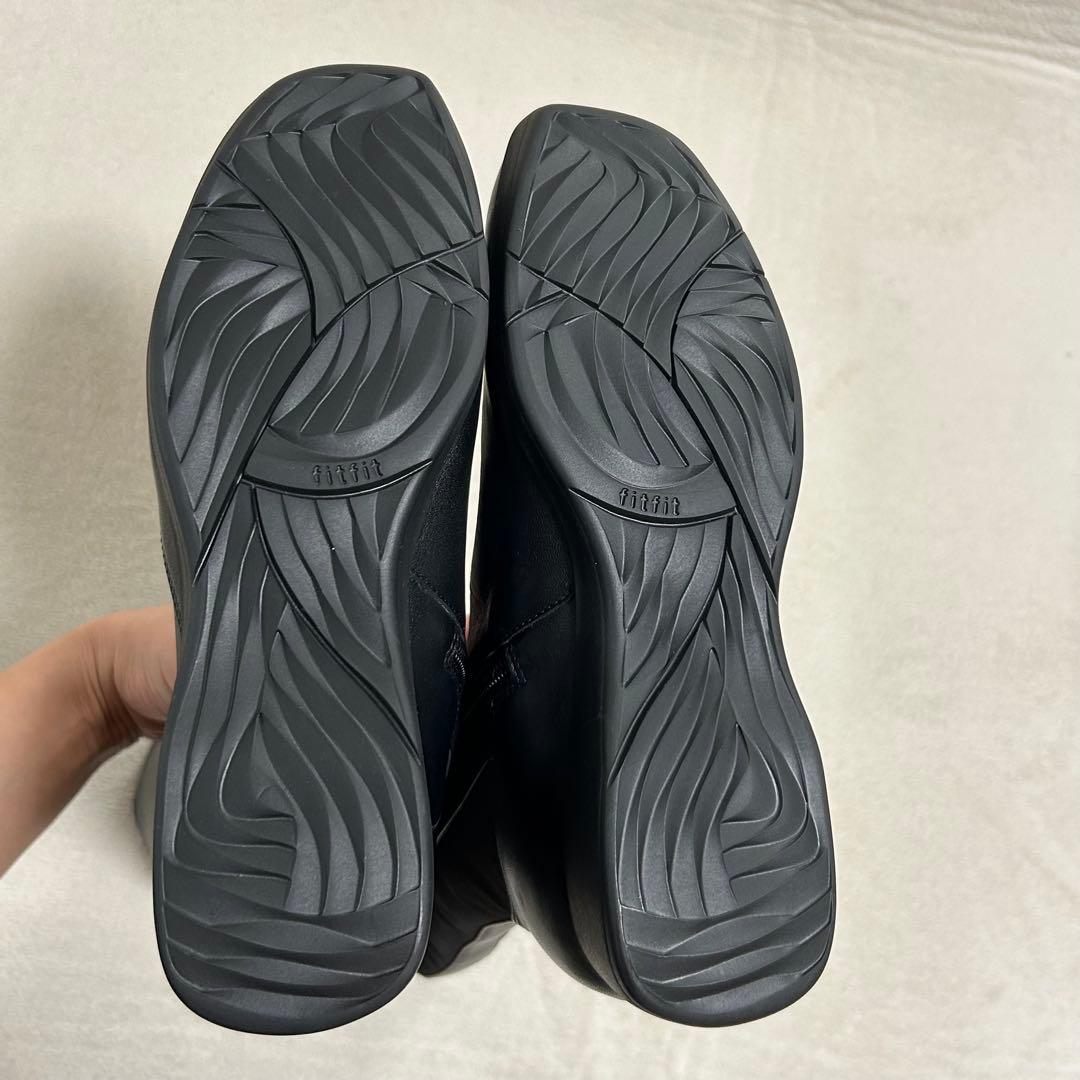未使用品‼︎【fitfit】レザー　ロング　ブーツ　サイドジップ　黒　23.0
