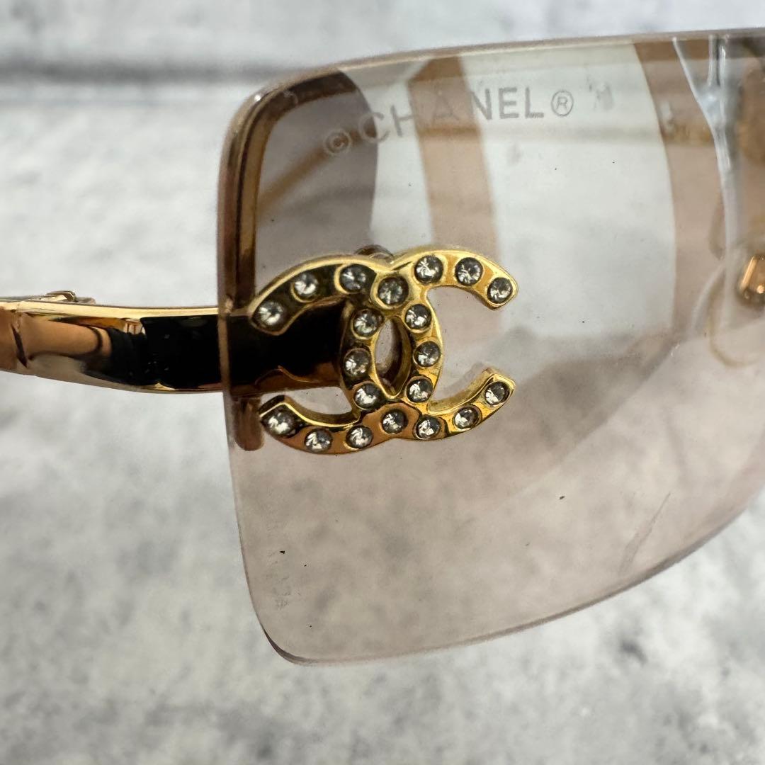 シャネル サングラス メガネ リムレス ココマーク ラインストーン 4104-B