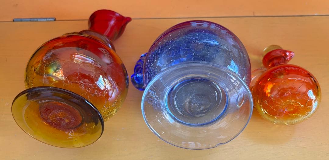 琉球ガラス　水差し　ガラス細工　置物　インテリア　3個セット