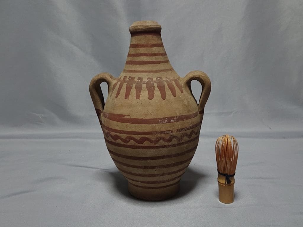 コレクター収集品　南米　プレ インカ文化　釉陶 双耳 水注